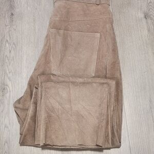 Women's Suede A-Line Skirt in Taupe